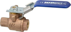 NIBCO - 1/4" Pipe, Full Port, Bronze Standard Ball Valve - 2 Piece, Inline - One Way Flow, FNPT x FNPT Ends, Locking Lever Handle, 600 WOG, 150 WSP - Exact Tool & Supply