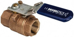 NIBCO - 3/4" Pipe, Full Port, Bronze Standard Ball Valve - 2 Piece, Inline - One Way Flow, FNPT x FNPT Ends, Locking Lever Handle, 600 WOG, 150 WSP - Exact Tool & Supply