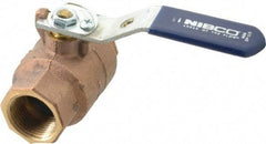 NIBCO - 1" Pipe, Full Port, Bronze Standard Ball Valve - 2 Piece, Inline - One Way Flow, FNPT x FNPT Ends, Lever with Memory Stop Handle, 600 WOG, 150 WSP - Exact Tool & Supply
