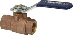 NIBCO - 1/2" Pipe, Full Port, Bronze Standard Ball Valve - 2 Piece, Inline - One Way Flow, FNPT x FNPT Ends, Lever with Memory Stop Handle, 600 WOG, 150 WSP - Exact Tool & Supply