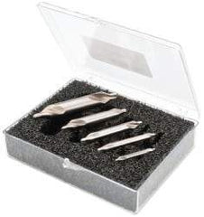 Cleveland - 5 Piece, #1 to 5, 0.125 to 0.438" Body Diam, 0.047 to 0.188" Point Diam, Plain Edge, High Speed Steel Combo Drill & Countersink Set - 60° Incl Angle, 0.047 to 0.188" Point Length, 31.75 to 69.85mm OAL, Double End, 998 Series Compatibility - Exact Tool & Supply