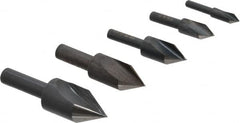 Cleveland - 5 Piece, 1/4 to 3/4" Head Diam, 60° Included Angle, Single End Countersink Set - Exact Tool & Supply
