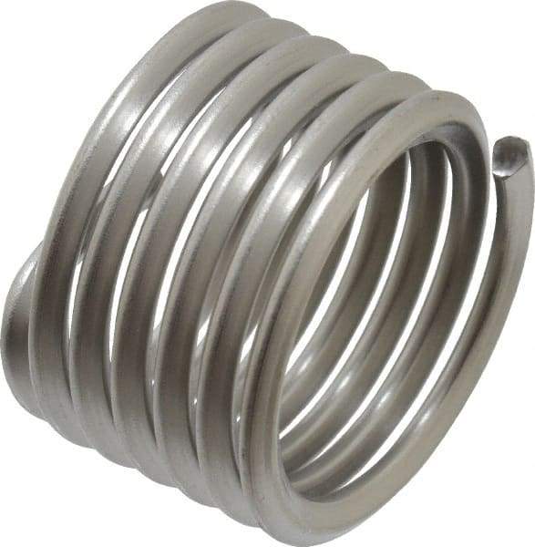 Recoil - 1-8 UNC, 1" OAL, Free Running Helical Insert - 6-3/8 Free Coils, Tanged, Stainless Steel, Bright Finish, 1D Insert Length - Exact Tool & Supply