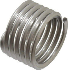 Recoil - 1-8 UNC, 1" OAL, Free Running Helical Insert - 6-3/8 Free Coils, Tanged, Stainless Steel, Bright Finish, 1D Insert Length - Exact Tool & Supply