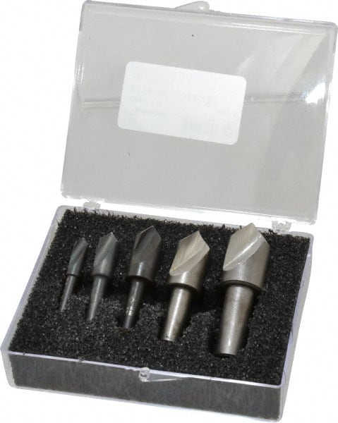 Cleveland - 5 Piece, 1/4 to 3/4" Head Diam, 82° Included Angle, Single End Countersink Set - Exact Tool & Supply