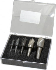 Cleveland - 5 Piece, 1/4 to 3/4" Head Diam, 82° Included Angle, Single End Countersink Set - Exact Tool & Supply