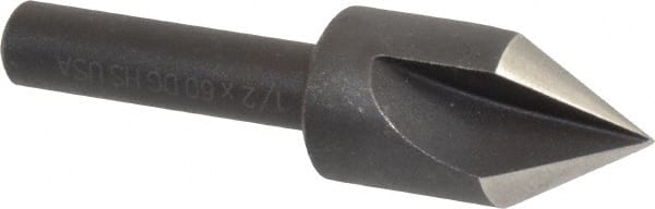Cleveland - 1/2" Head Diam, 1/4" Shank Diam, 3 Flute 60° High Speed Steel Countersink - Exact Tool & Supply