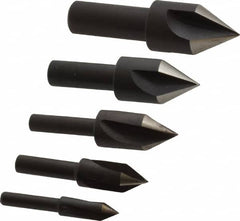 Cleveland - 5 Piece, 1/4 to 3/4" Head Diam, 60° Included Angle, Single End Countersink Set - Exact Tool & Supply