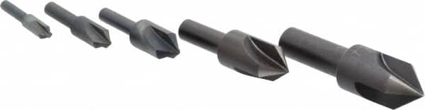Cleveland - 5 Piece, 1/4 to 3/4" Head Diam, 82° Included Angle, Single End Countersink Set - Exact Tool & Supply