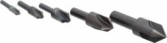 Cleveland - 5 Piece, 1/4 to 3/4" Head Diam, 82° Included Angle, Single End Countersink Set - Exact Tool & Supply