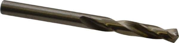 Cleveland - #11 135° Spiral Flute Cobalt Screw Machine Drill Bit - Oxide/Gold Finish, Right Hand Cut, 1-3/16" Flute Length, 2-1/4" OAL, Split Point, Straight Shank - Exact Tool & Supply