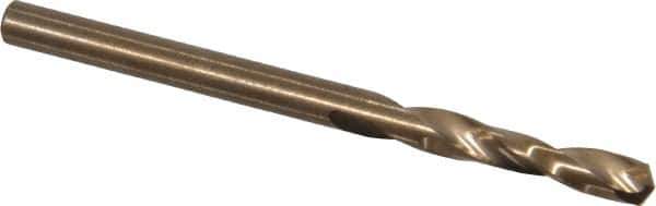 Cleveland - #27 135° Spiral Flute Cobalt Screw Machine Drill Bit - Oxide/Gold Finish, Right Hand Cut, 1" Flute Length, 2-1/16" OAL, Split Point, Straight Shank - Exact Tool & Supply