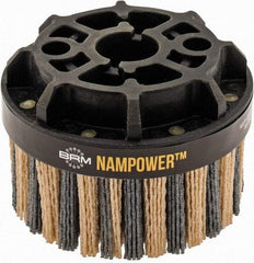 Brush Research Mfg. - 4" 80 Grit Ceramic/Silicon Carbide Tapered Disc Brush - Coarse Grade, CNC Adapter Connector, 0.71" Trim Length, 7/8" Arbor Hole - Exact Tool & Supply