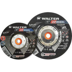 WALTER Surface Technologies - 60 Grit, 5" Wheel Diam, 3/64" Wheel Thickness, Type 27 Depressed Center Wheel - Resinoid Bond, 12,200 Max RPM - Exact Tool & Supply