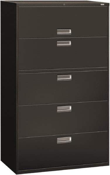 Hon - 42" Wide x 67" High x 19-1/4" Deep, 5 Drawer Roll-Out, Roll-Out Posting - Steel, Charcoal - Exact Tool & Supply