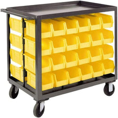Durham - 1,200 Lb Capacity, 24" Wide x 36" Long x 36-1/8" High Service Cart - 2 Shelf, Steel, 2 Rigid/2 Swivel Casters - Exact Tool & Supply