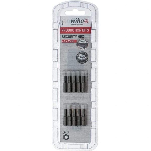 Wiha - 4mm Hex Screwdriver Bit - 1/4" Drive, 1" OAL - Exact Tool & Supply