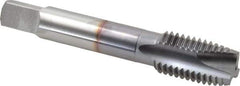 OSG - 3/4-10 UNC, 3 Flute, TiCN Finish, High Speed Steel Spiral Point Tap - Plug Chamfer, Right Hand Thread, 4-1/4" OAL, 2" Thread Length, 0.59" Shank Diam - Exact Tool & Supply