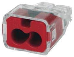 Ideal - 2 Port, 18 to 12 AWG Compatible, Push-In Wire Connector - 0.78" OAL x 0.52" OAW x 0.38" OAH, Red - Exact Tool & Supply