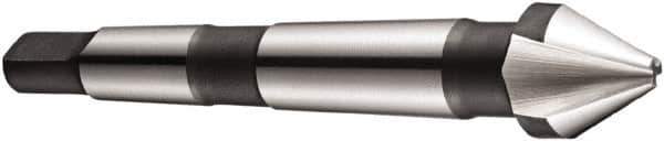 DORMER - 3 Flute 60° High Speed Steel Countersink - Bright Finish, 150mm OAL, Single End, Morse Taper Shank, Right Hand Cut - Exact Tool & Supply