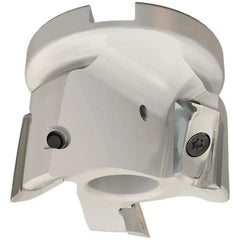 Iscar - 3 Inserts, 63mm Cut Diam, 27mm Arbor Diam, 20.5mm Max Depth of Cut, Indexable Square-Shoulder Face Mill - 0/90° Lead Angle, 50mm High, HM90 APCR 2206.. Insert Compatibility, Through Coolant, Series Helialu - Exact Tool & Supply