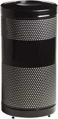 Rubbermaid - 25 Gal Black Round Decorative Waste Receptacle With Top - Steel, 902mm High - Exact Tool & Supply