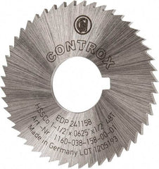 Controx - 1-1/2" Diam x 1/16" Blade Thickness x 1/2" Arbor Hole Diam, 48 Tooth Slitting and Slotting Saw - Arbor Connection, Right Hand, Uncoated, Cobalt, Concave Ground, Contains Keyway - Exact Tool & Supply