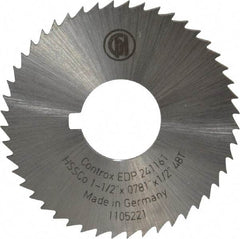 Controx - 1-1/2" Diam x 0.0781" Blade Thickness x 1/2" Arbor Hole Diam, 48 Tooth Slitting and Slotting Saw - Arbor Connection, Right Hand, Uncoated, Cobalt, Concave Ground, Contains Keyway - Exact Tool & Supply