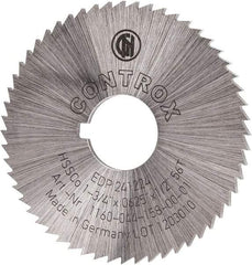 Controx - 1-3/4" Diam x 1/16" Blade Thickness x 1/2" Arbor Hole Diam, 56 Tooth Slitting and Slotting Saw - Arbor Connection, Right Hand, Uncoated, Cobalt, Concave Ground, Contains Keyway - Exact Tool & Supply