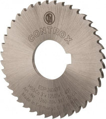 Controx - 3" Diam x 1/8" Blade Thickness x 1" Arbor Hole Diam, 40 Tooth Slitting and Slotting Saw - Arbor Connection, Right Hand, Uncoated, Cobalt, 15° Rake, Concave Ground, Contains Keyway - Exact Tool & Supply