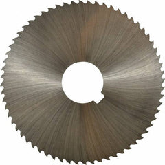 Controx - 4" Diam x 0.0469" Blade Thickness x 1" Arbor Hole Diam, 64 Tooth Slitting and Slotting Saw - Arbor Connection, Right Hand, Uncoated, Cobalt, 15° Rake, Concave Ground, Contains Keyway - Exact Tool & Supply