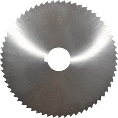 Controx - 5" Diam x 1/16" Blade Thickness x 1" Arbor Hole Diam, 64 Tooth Slitting and Slotting Saw - Arbor Connection, Right Hand, Uncoated, Cobalt, 15° Rake, Concave Ground, Contains Keyway - Exact Tool & Supply