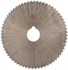 Controx - 5" Diam x 0.0781" Blade Thickness x 1" Arbor Hole Diam, 64 Tooth Slitting and Slotting Saw - Arbor Connection, Right Hand, Uncoated, Cobalt, 15° Rake, Concave Ground, Contains Keyway - Exact Tool & Supply