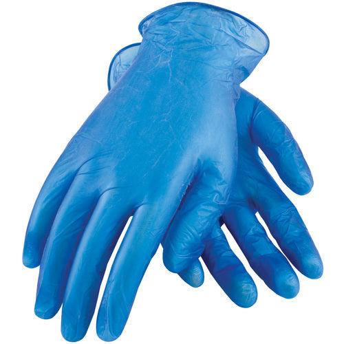 64-V77B/XL Disposable Gloves - Ambi-Dex Disposable HD Vinyl - Blue 5 mil - Powdered - Industrial Grade - Exact Tool & Supply