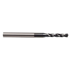 1.95 mm Dia. × 17.5 mm Shank × 16 mm Flute Length × 56 mm OAL, 5xD, 118°, TiAlN, 5xD Flute, Coolant Thru, Round Solid Carbide Drill - Exact Tool & Supply