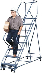 Gillis - 9.16' High 300 Lb Capacity 8 Step Rolling Ladder - Exact Tool & Supply