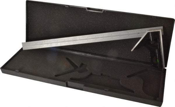 SPI - 2 Piece, 18" Combination Square Set - 1/16, 1/32, 1/64 & 1/8" (4R) Graduation, Hardened Steel Blade, Hardened Steel Square Head - Exact Tool & Supply