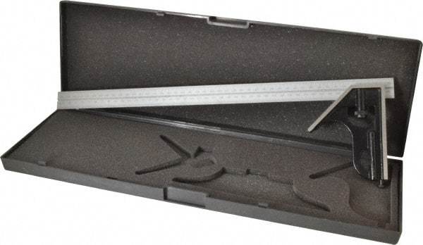 SPI - 2 Piece, 18" Combination Square Set - 1/32 & 1/64" (English/Metric) Graduation, Hardened Steel Blade, Hardened Steel Square Head - Exact Tool & Supply
