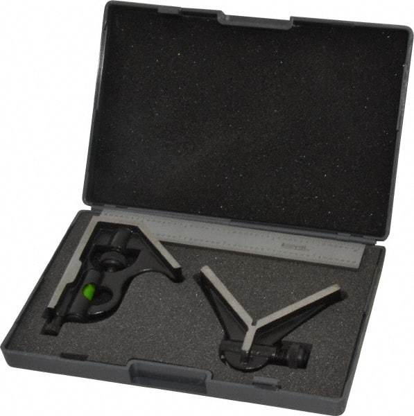 SPI - 3 Piece, 6" Combination Square Set - 1/16, 1/32, 1/64 & 1/8" (4R) Graduation, Hardened Steel Blade, Hardened Steel Center & Square Head - Exact Tool & Supply