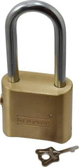Master Lock - 2" Body Width, 2-1/8" Shackle Clearance, Solid Brass Combination Lock - 5/16" Shackle Diam, 1" Shackle Width, Control Key is Sold Separately - Exact Tool & Supply
