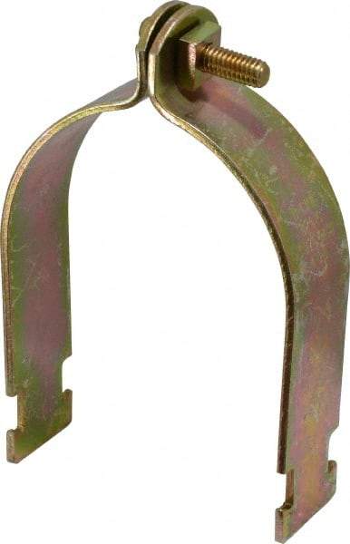 Cooper B-Line - 3-1/2" Pipe, 1/8 Gauge Framing Channel & Strut Mounted Clamp - Zinc Dichromate, Rigid Conduit - Exact Tool & Supply