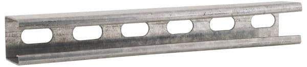Cooper B-Line - 10' Long x 1-5/8" Wide x 1-5/8" High, 12 Gauge, Strip Steel, Half Slot Framing Channel & Strut - 0.105" Thick, Pre-Galvanized - Exact Tool & Supply