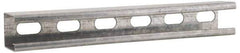 Cooper B-Line - 10' Long x 1-5/8" Wide x 1-5/8" High, 12 Gauge, Strip Steel, Half Slot Framing Channel & Strut - 0.105" Thick, Pre-Galvanized - Exact Tool & Supply