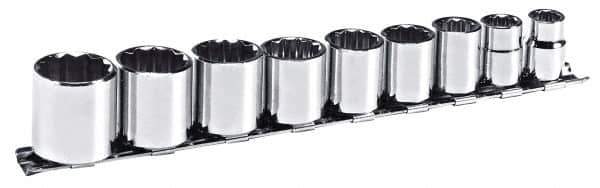 Blackhawk by Proto - 9 Piece 3/8" Drive Socket Set - 12 Points, 3/8" to 7/8" Range, Inch Measurement Standard - Exact Tool & Supply
