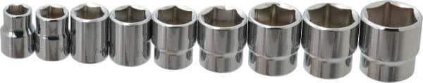Blackhawk by Proto - 9 Piece 3/8" Drive Socket Set - 6 Points, 3/8" to 7/8" Range, Inch Measurement Standard - Exact Tool & Supply