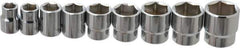 Blackhawk by Proto - 9 Piece 3/8" Drive Socket Set - 6 Points, 3/8" to 7/8" Range, Inch Measurement Standard - Exact Tool & Supply