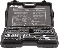 Blackhawk by Proto - 82 Piece 1/4" & 3/8" Drive Deep Well Socket Set - 6, 12 Points, 5/32" to 13/16" (4mm to 19mm) Range, Inch/Metric Measurement Standard - Exact Tool & Supply
