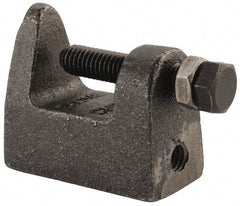 Cooper B-Line - 1-1/4" Max Flange Thickness, 3/8" Rod Wide Jaw Top Beam Clamp - 500 Lb Capacity, Malleable Iron - Exact Tool & Supply