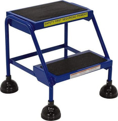 Vestil - 19-1/4" 2 Step Ladder - 300 Lb Capacity, 19-1/4" Platform Height, 19-1/4" Base Width x 25" Base Depth, Rubber Matted - Exact Tool & Supply