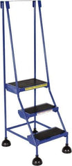 Vestil - 56" 3 Step Ladder - 300 Lb Capacity, 28-3/4" Platform Height, 19-1/4" Base Width x 30" Base Depth, Rubber Matted - Exact Tool & Supply